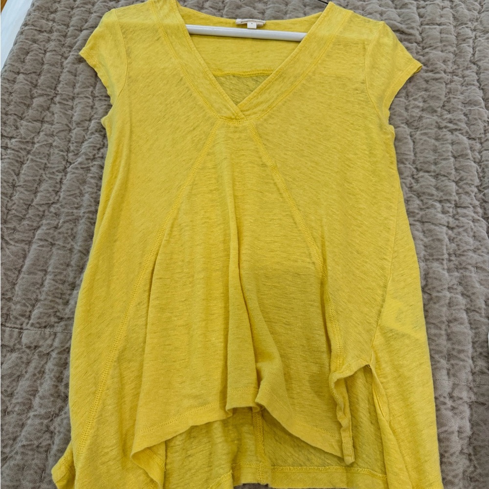 Meadow Rue Bright Yellow V-Neck Short Sleeve Tunic